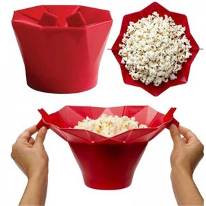 Outils de cuisine à domicile bricolage pliants en silicone pop-corn popper bol alimentaire silicone facile ànettoyer bol